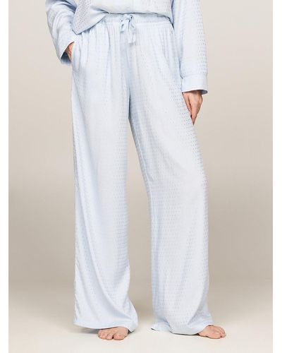 Tommy Hilfiger Tonal Logo Jacquard Pyjama Bottoms - White
