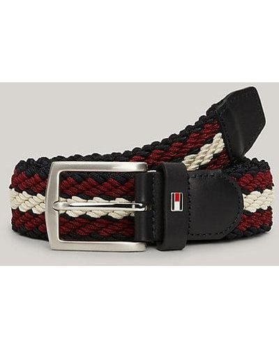 Tommy Hilfiger Cinturón Denton trenzado de rayas - Rojo