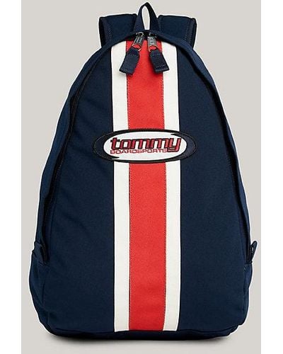 Tommy Hilfiger Mochila Heritage pequeña con raya y logo - Azul