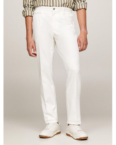 Tommy Hilfiger Pleated Twill Formal Slim Fit Trousers - White