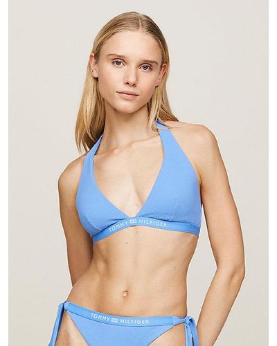 Tommy Hilfiger Bikinitop Met Vaste Triangelcups En Logo - Blauw