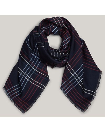 Tommy Hilfiger Corporate Check Square Scarf - Blue