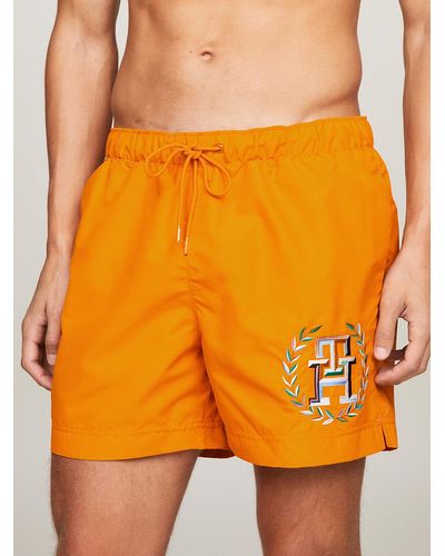 Tommy Hilfiger Th Monogram Mid Length Swim Shorts - Orange