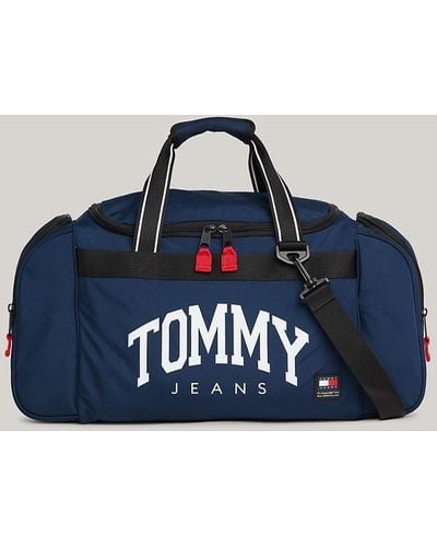 Tommy Hilfiger Prep Logo Removable Strap Medium Duffel Bag - Blue