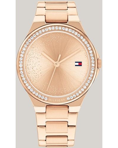 Tommy Hilfiger Crystal Embellished Rose Gold-plated Bracelet Watch - Natural