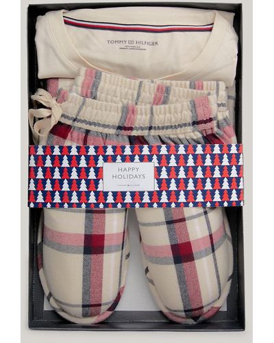 Tommy Hilfiger Th Original Flannel Pyjamas And Slippers Gift Set - Multicolour