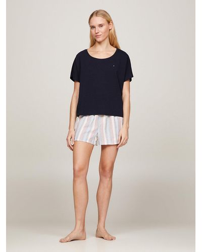 Tommy Hilfiger Th Original T-shirt And Pyjama Shorts Set - Blue
