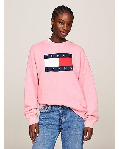 Tommy Hilfiger Oversized Fit Sweatshirt mit Flag - Pink