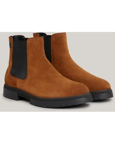 Tommy Hilfiger Suede Cleat Chelsea Boots - Brown