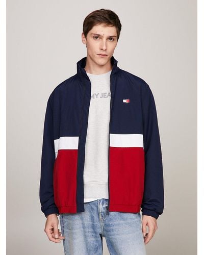Tommy Hilfiger Essential Colour-blocked Relaxed Bomber Jacket - Blue