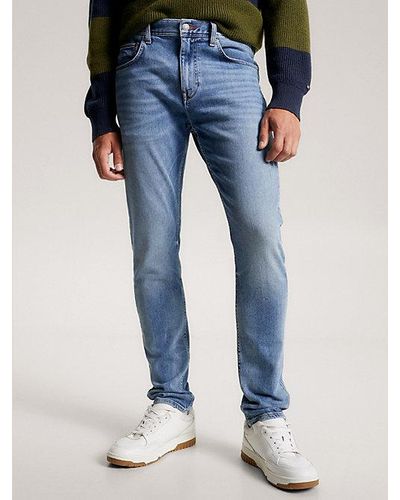 Tommy Hilfiger Houston Tapered Jeans Met Whiskers - Blauw