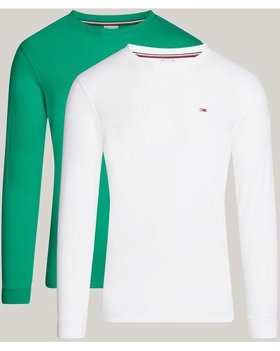 Tommy Hilfiger 2-pack Extra Slim Long Sleeve T-shirts - Green