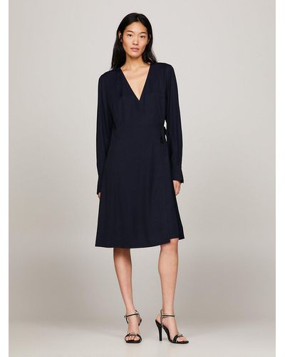 Tommy Hilfiger Fit And Flare Wrap Dress - Blue