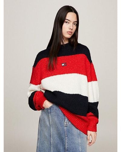 Tommy Hilfiger Oversized Trui Met Colour-blocking - Rood