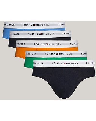 Tommy Hilfiger 5er-Pack Signature Slips mit Logo-Taillenbund - Blau