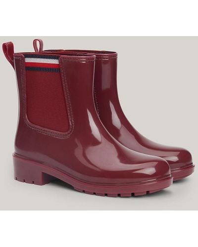 Tommy Hilfiger Signature Elastic Cleat Rain Boots - Red