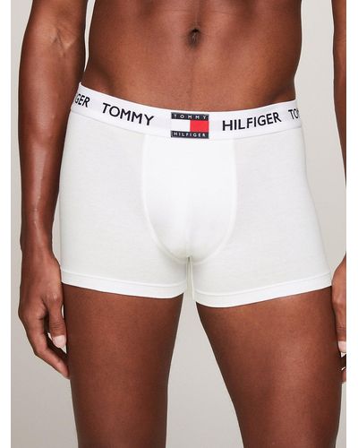 Tommy Hilfiger Logo Waistband Cotton Blend Trunks - White