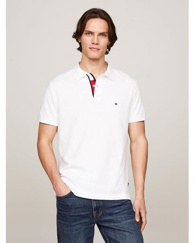 Tommy Hilfiger Tipped Placket Flag Embroidery Polo - White