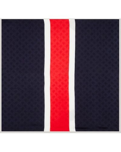 Tommy Hilfiger Th Monogram Colour-blocked Square Scarf - Blue