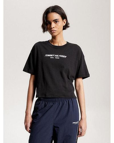 Tommy Hilfiger Sport Essential Relaxed Cropped T-shirt - Zwart