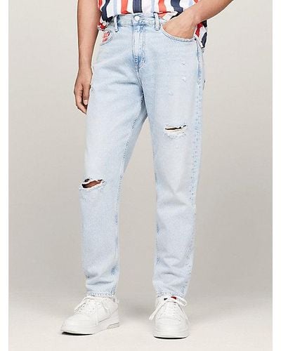 Tommy Hilfiger Isaac Archive Relaxed Tapered Distressed Jeans - Blauw