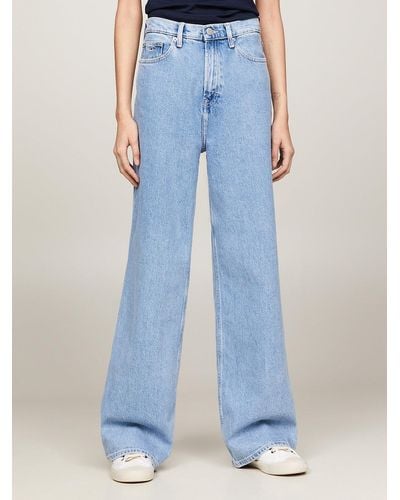 Tommy Hilfiger High Rise Wide Leg Faded Jeans - Blue