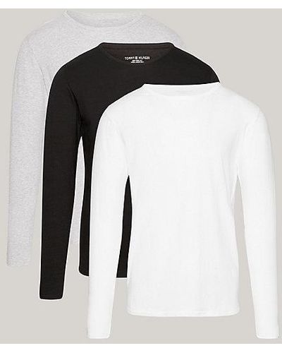 Tommy Hilfiger Set Van 3 Premium Essential Longsleeve T-shirts - Zwart