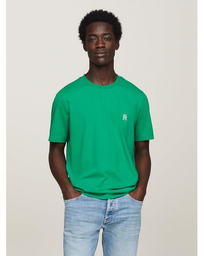 Tommy Hilfiger T-shirt TH Monogram brodé à col ras-du-cou - Vert