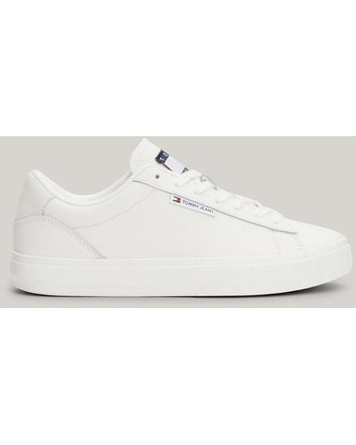 Tommy Hilfiger Essential Logo Leather Cupsole Trainers - White