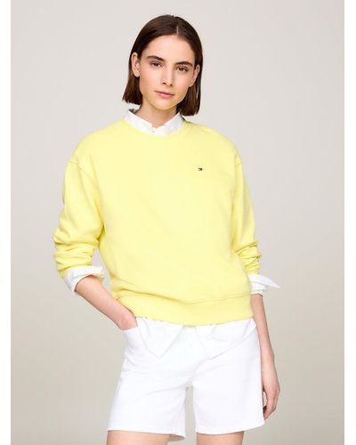 Tommy Hilfiger Flag Embroidery Crew Neck Sweatshirt - Yellow