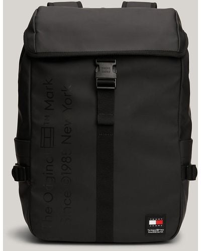 Tommy Hilfiger Essential Logo Flap Backpack - Black
