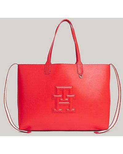 Tommy Hilfiger Iconic Tote-Bag mit TH-Monogramm und Etui - Rot