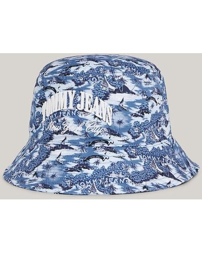 Tommy Hilfiger Print Logo Bucket Hat - Blue