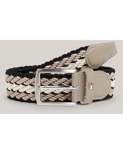 Tommy Hilfiger Denton Stripe Braided Belt - Natural
