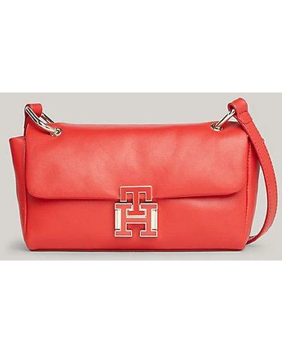 Tommy Hilfiger Leren Crossbodytas Met Pushlock-sluiting - Rood