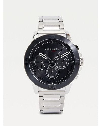 Tommy Hilfiger Reloj de brazalete con bisel y esfera negros - Metálico