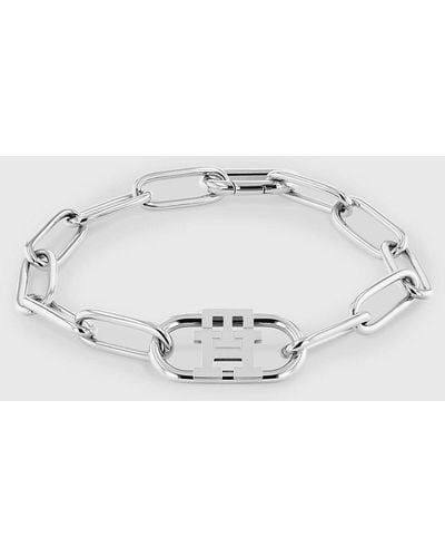 Tommy Hilfiger Bracelet chaîne en acier inoxydable TH Monogram - Métallisé