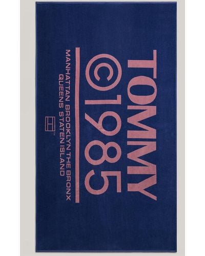 Tommy Hilfiger Serviette de plage à logo - Bleu