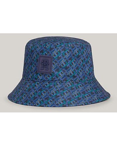 Tommy Hilfiger Sombrero de pescador TH Monogram de sarga - Azul