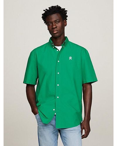 Tommy Hilfiger Regular Fit Kurzarmhemd mit TH-Monogramm - Grün
