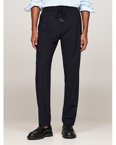 Tommy Hilfiger Harlem Smart Casual Pleated Tapered Joggers - Blue