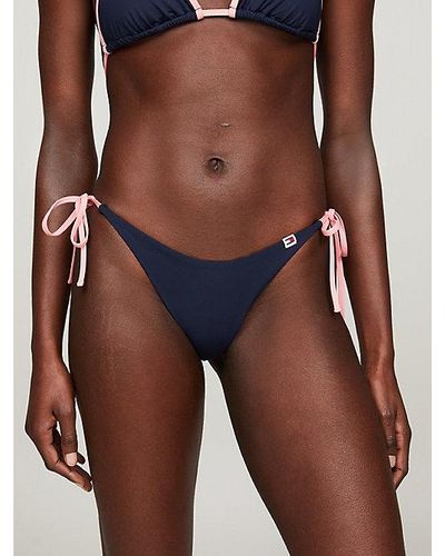 Tommy Hilfiger Parte inferior de bikini con cordón lateral - Azul