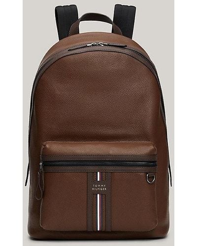 Tommy Hilfiger Premium Leather Rucksack mit Branding-Details - Braun