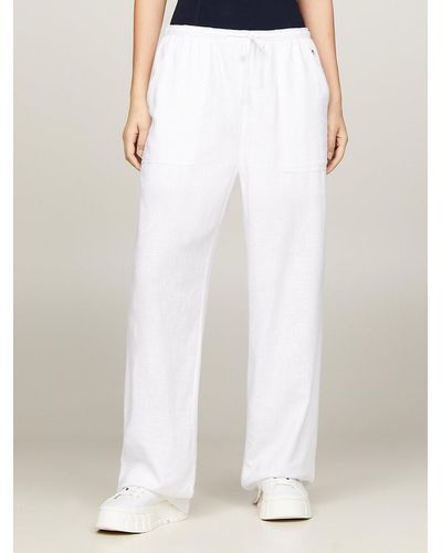 Tommy Hilfiger Pantalon mom droit Harper à cordon de serrage - Blanc