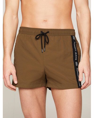 Tommy Hilfiger Logo Tape Short Length Slim Swim Shorts - Green