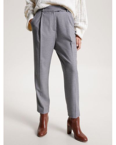 Tommy Hilfiger Check Relaxed Fit Tapered Trousers - Grey