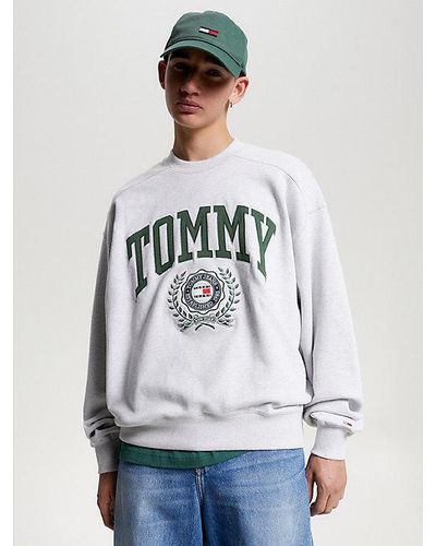 Tommy Hilfiger College Boxy Fit Sweatshirt Met Logo - Grijs