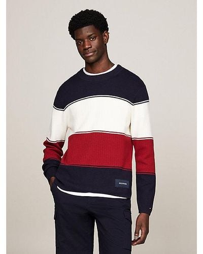 Tommy Hilfiger Relaxed Fit Pullover aus Strickmix - Rot