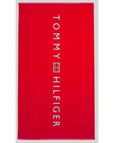 Tommy Hilfiger Toalla de baño TH Original con logo - Rojo
