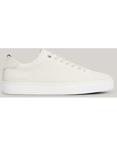 Tommy Hilfiger Premium Signature Leather Trainers - Natural